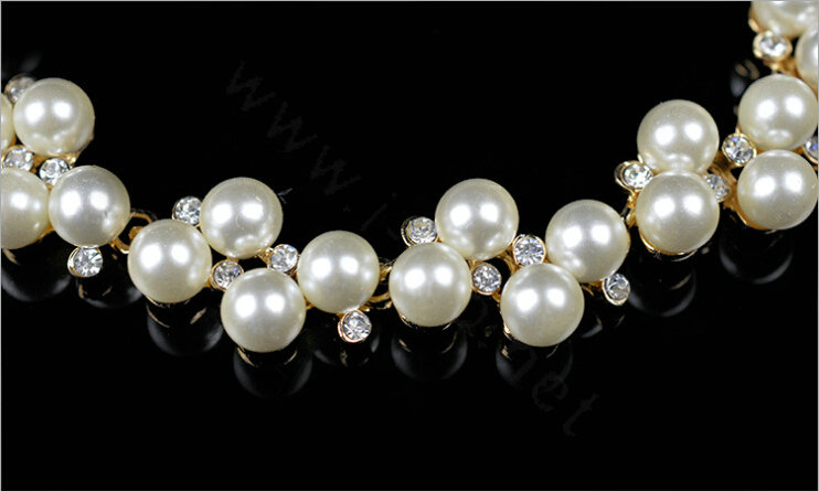 Vintage Banquet Pearl Rhinestones Crystal Bib Necklace Wedding Bridal Jewelry