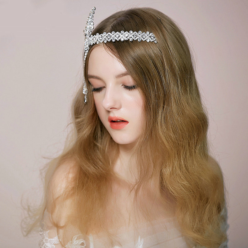 Vintage Bridal Wedding Alloy Leaf Tassel Rhinestone Crystal Bead Bride Headband Hair Accessories