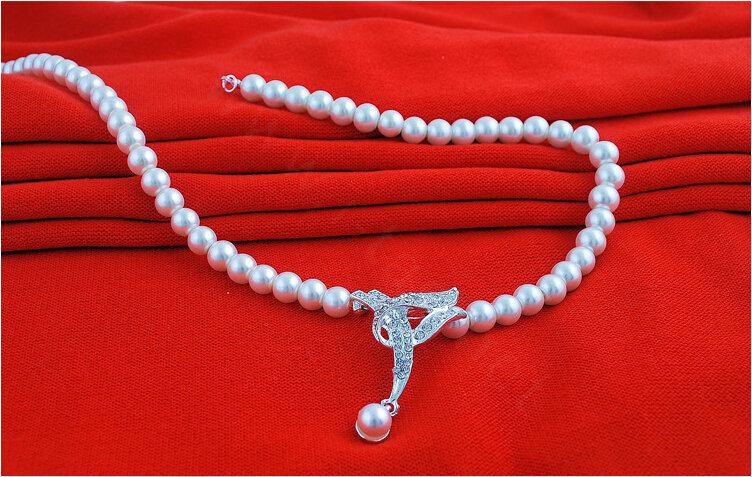 Vintage Wedding Bridal Jewelry Rhinestone Pearl Necklace Chain Earrings Set Bride Party