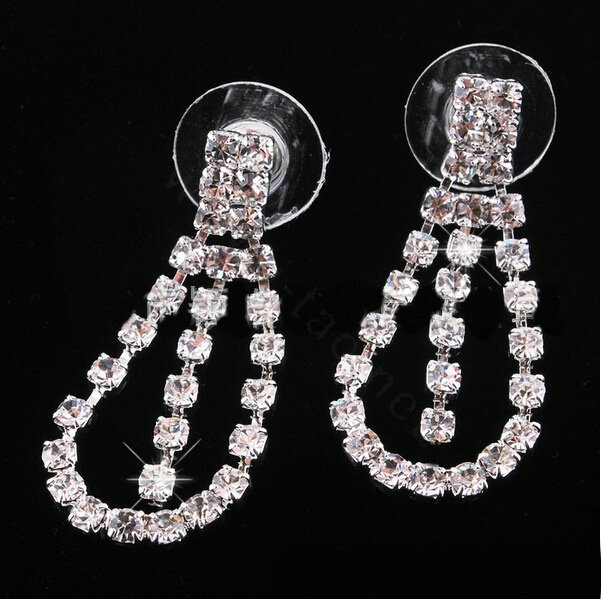 Vintage Wedding Bridal Party Jewelry Alloy Multilayer Rhinestone Bib Necklace Earrings Set