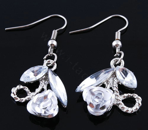 Vintage Wedding Bridal Party Jewelry Alloy Rhinestone Flower vine Pendant Necklace Earrings Set