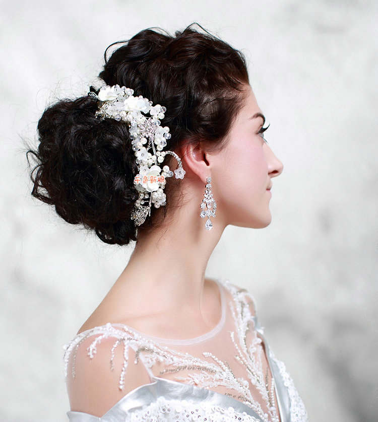 Wedding Headdress By hand Rhinestone Pearl Crystal Beads Flower Bridal Headband Hair Accessories