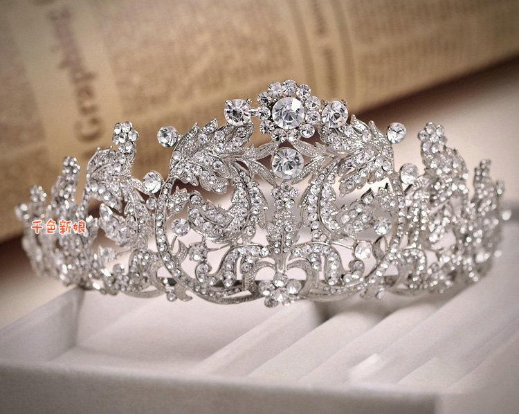 Wedding Hollow Flower Rhinestone Crystal Tiaras Bridal Large Princess Crown Hair Accessories