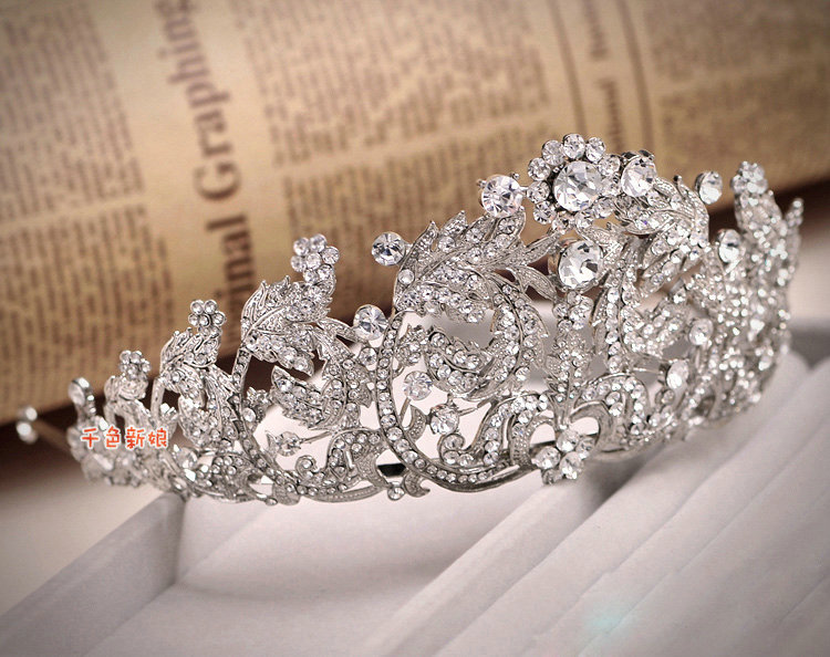 Wedding Hollow Flower Rhinestone Crystal Tiaras Bridal Large Princess Crown Hair Accessories