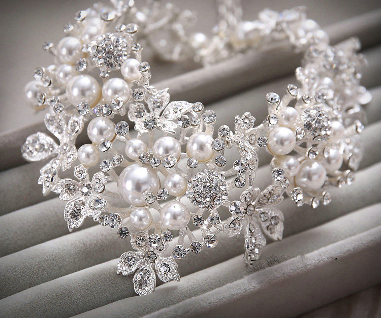 Wedding Jewellery Pearl Crystal Rhinestone Alloy Flower Bridal Necklace Earrings Sets Silver Plated