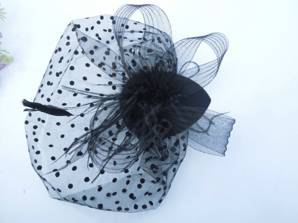 Beautiful Bridal Flower Feathers Fascinator Wedding Prom Party Black Gauze Hats Face Veils