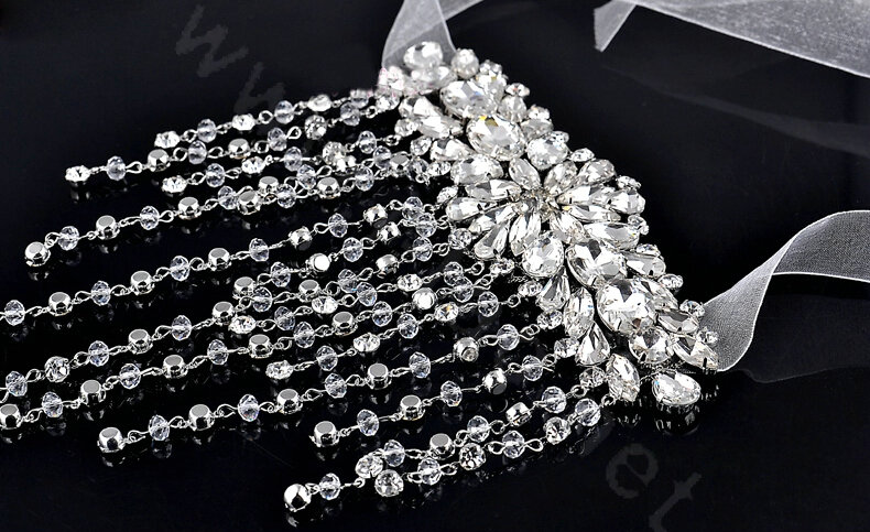 Beautiful Bridal Wedding Rhinestone Crystal Dangle Long Tassel Lolita Arm Deco Armlet /Nekclace /Shoulder Chain