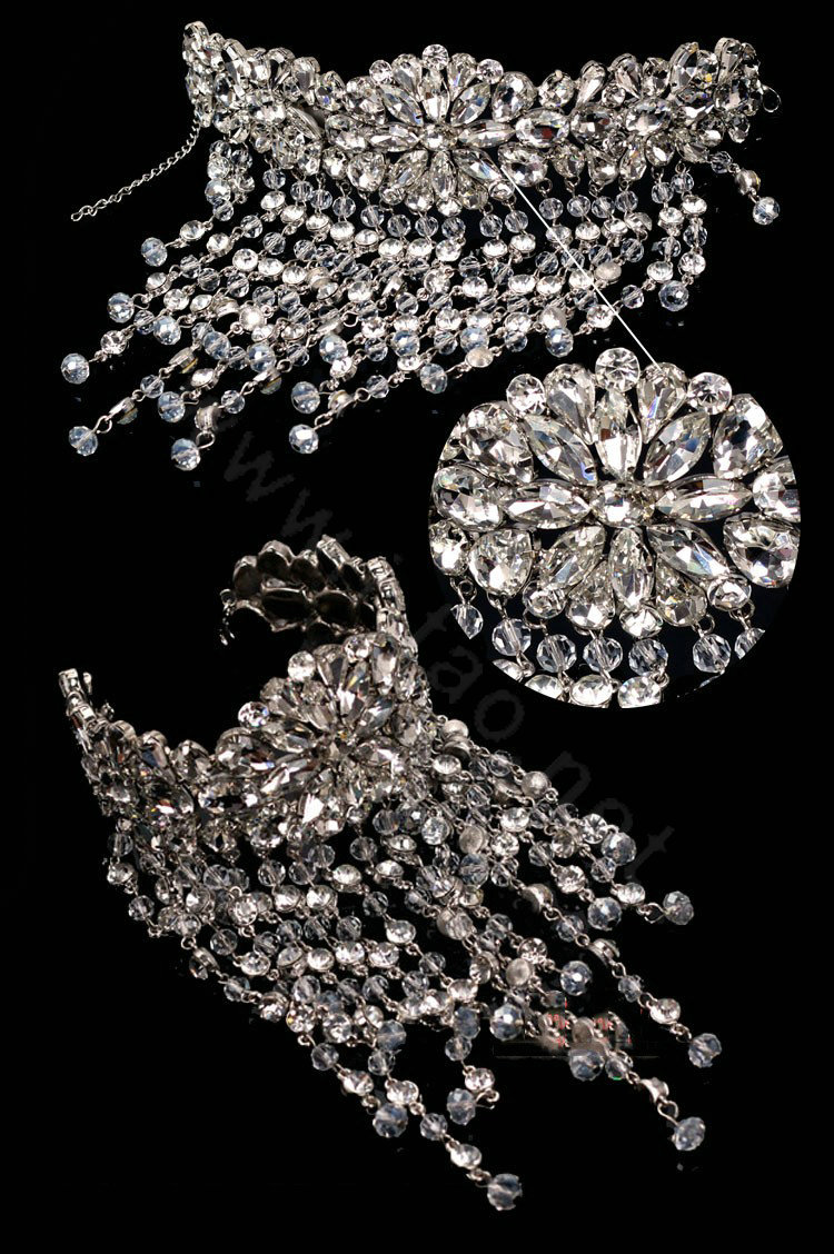 Beautiful Bridal Wedding Rhinestone Crystal Dangle Long Tassel Lolita Arm Deco Armlet /Nekclace /Shoulder Chain