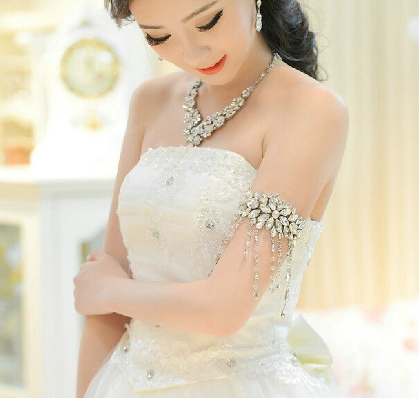 Beautiful Bridal Wedding Rhinestone Crystal Dangle Long Tassel Lolita Arm Deco Armlet /Nekclace /Shoulder Chain