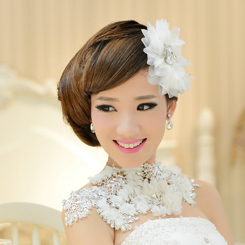 Bride Delicate Handmade Lace Flower Rhinestone Wedding Necklace Bridal Shoulder Chain Dress Jewelry