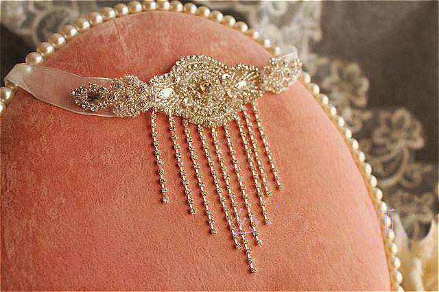 Calssic Lace Flower Rhinestone Tassel Bridal Armlet Wedding Party Perform Bracelet Arm Chain Accessories