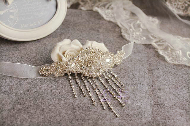 Calssic Lace Flower Rhinestone Tassel Bridal Armlet Wedding Party Perform Bracelet Arm Chain Accessories