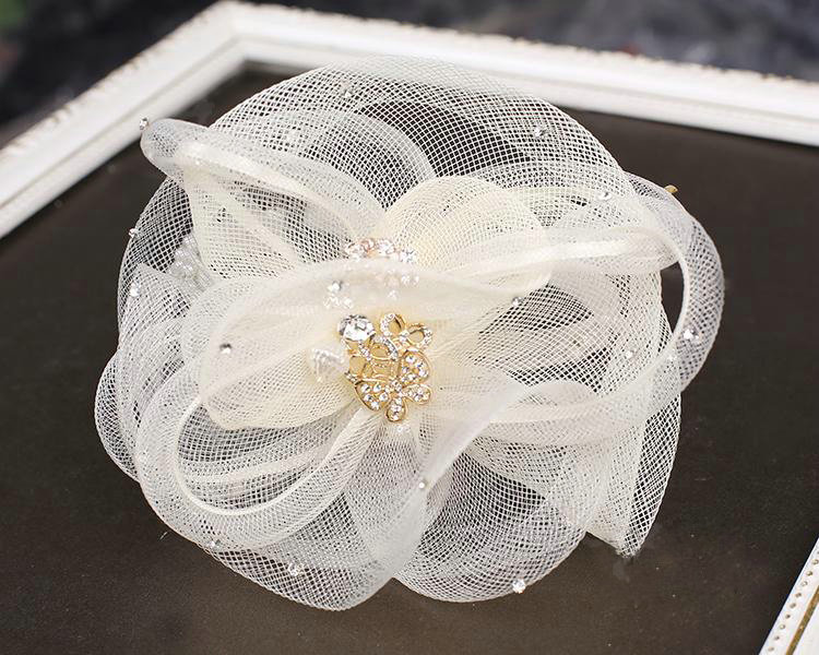 Elegant Rhinestone Gauze Flower Bridal Fascinator Wedding Dress Prom Headband Hair Hoop Accessories