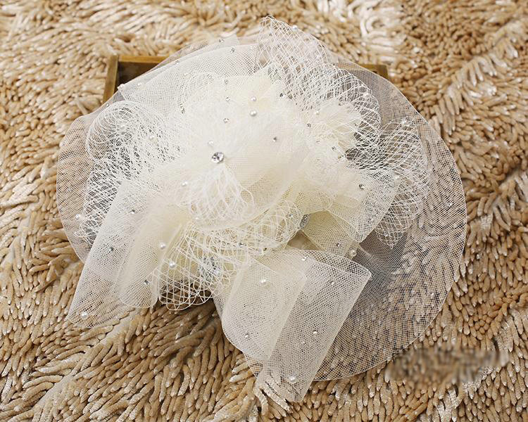 European Bowknot Crystal Gauze Bridal Fascinator Hair Accessories Wedding Dress Prom Hat Face Veils