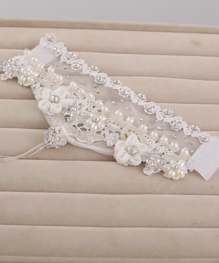 European Bridal Accessories Pearl Rhinestone Lace Flower Wedding Tiaras & Earrings & Necklace & Bracelet Set 4pcs