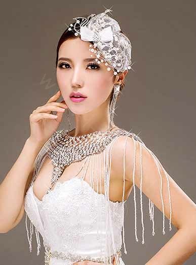 European Extreme Luxury Big Crystal Tassel Bridal Necklace Rhinestone Shoulder Chain Wedding Party Jewelry