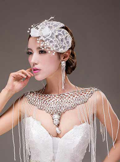 European Extreme Luxury Big Crystal Tassel Bridal Necklace Rhinestone Shoulder Chain Wedding Party Jewelry