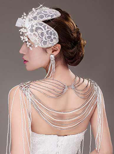 European Extreme Luxury Big Crystal Tassel Bridal Necklace Rhinestone Shoulder Chain Wedding Party Jewelry