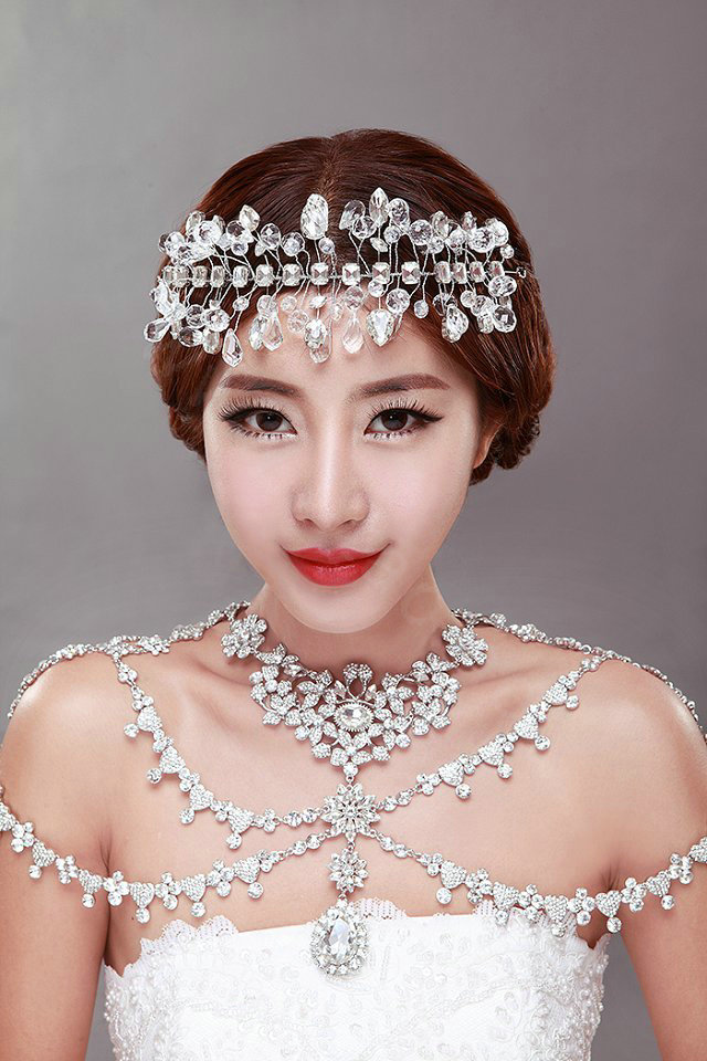 European Extreme Luxury Crystal Bridal Necklace Rhinestone Shoulder Chain Wedding Dress Jewelry