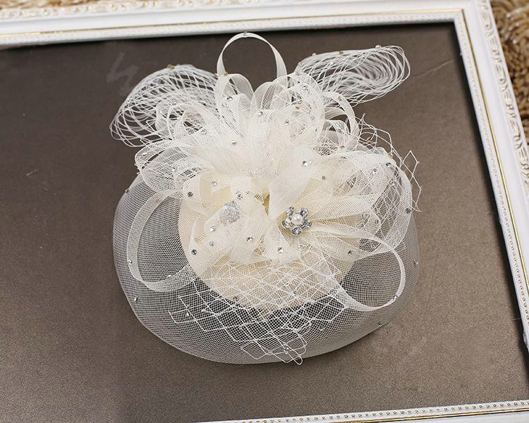 European Flower Crystal Gauze Bridal Fascinator Hair Accessories Wedding Dress Prom Hat Face Veils