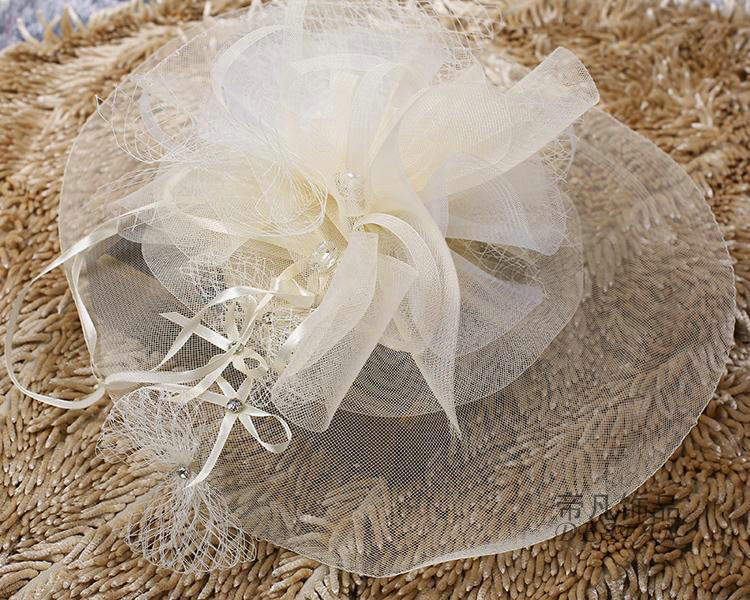 European Gauze Bridal Fascinator Hair Accessories Bride Wedding Dress Prom Large Hat Face Veils