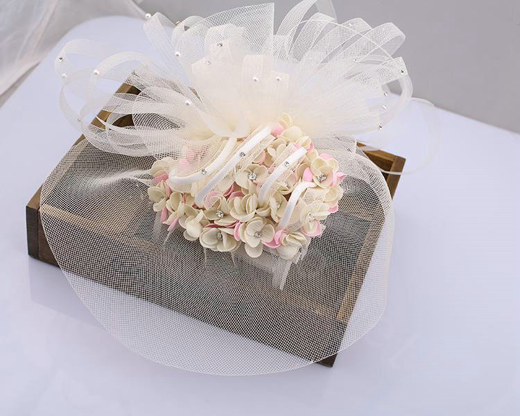 European Pearl Crystal Gauze Bridal Fascinator Hair Accessories Bride Wedding Dress Prom Large Hat Face Veils