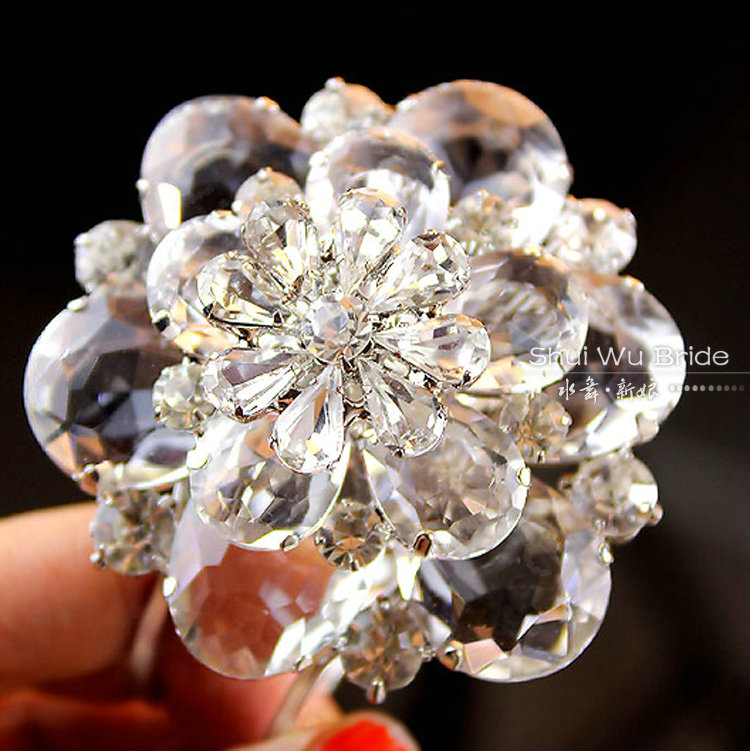 Fashion Large Rhinestone Flower Bridal Wrap Bracelet Wedding Stage Dress Crystal Bangle Chain Jewelry