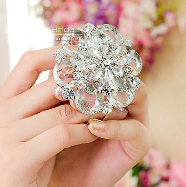 Fashion Large Rhinestone Flower Bridal Wrap Bracelet Wedding Stage Dress Crystal Bangle Chain Jewelry