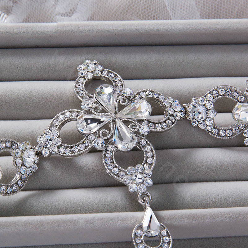 Fashion Rhinestone Flower Bridal Wrap Bracelet Wedding Stage Dress Crystal Bangle Chain Jewelry