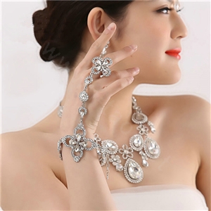 Fashion Rhinestone Flower Bridal Wrap Bracelet Wedding Stage Dress Crystal Bangle Chain Jewelry