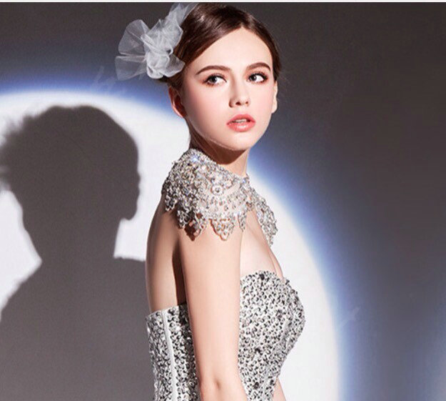 Gorgeous Bride Lace Rhinestone Shawl Wedding Crystal Necklace Bridal Shoulder Chain Stage Jewelry