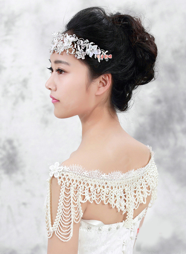 Gorgeous Bride Wedding Lace Crystal Multi Layers Pearls Shawl Bridal Shoulder Chain Jewelry