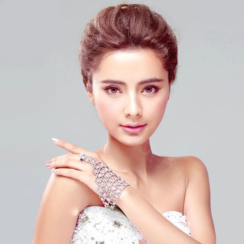 Gorgeous Hellow Rhinestone Bridal Wrap Bracelet Bride Wedding Party Crystal Bangle Chain Jewelry