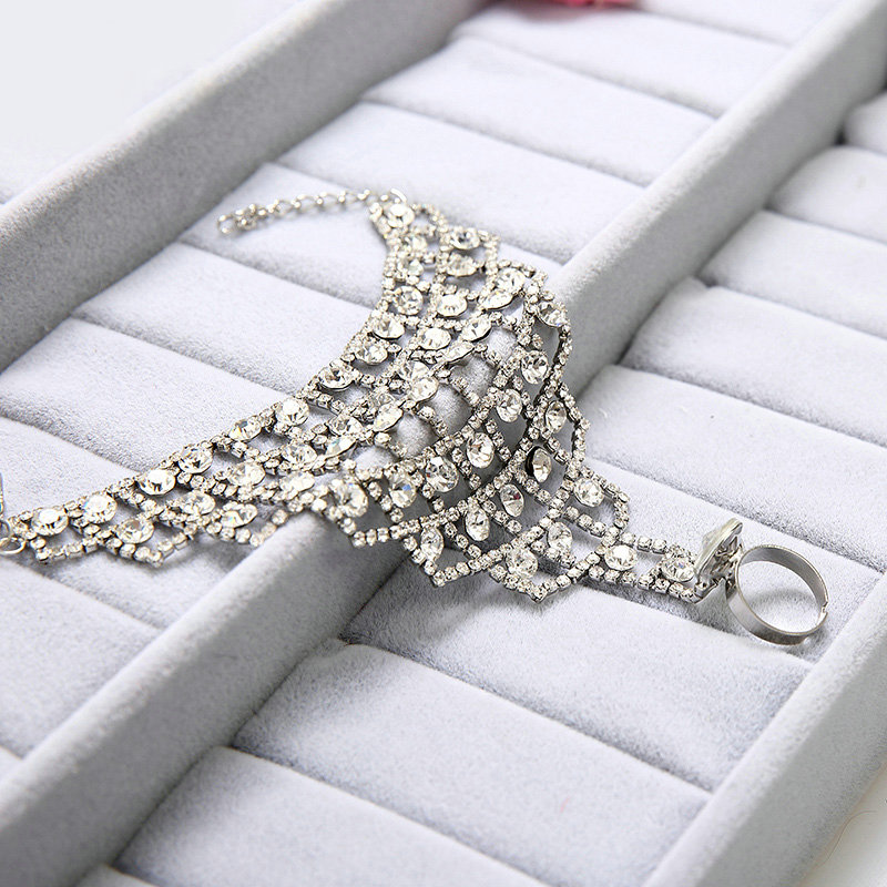 Gorgeous Hellow Rhinestone Bridal Wrap Bracelet Bride Wedding Party Crystal Bangle Chain Jewelry