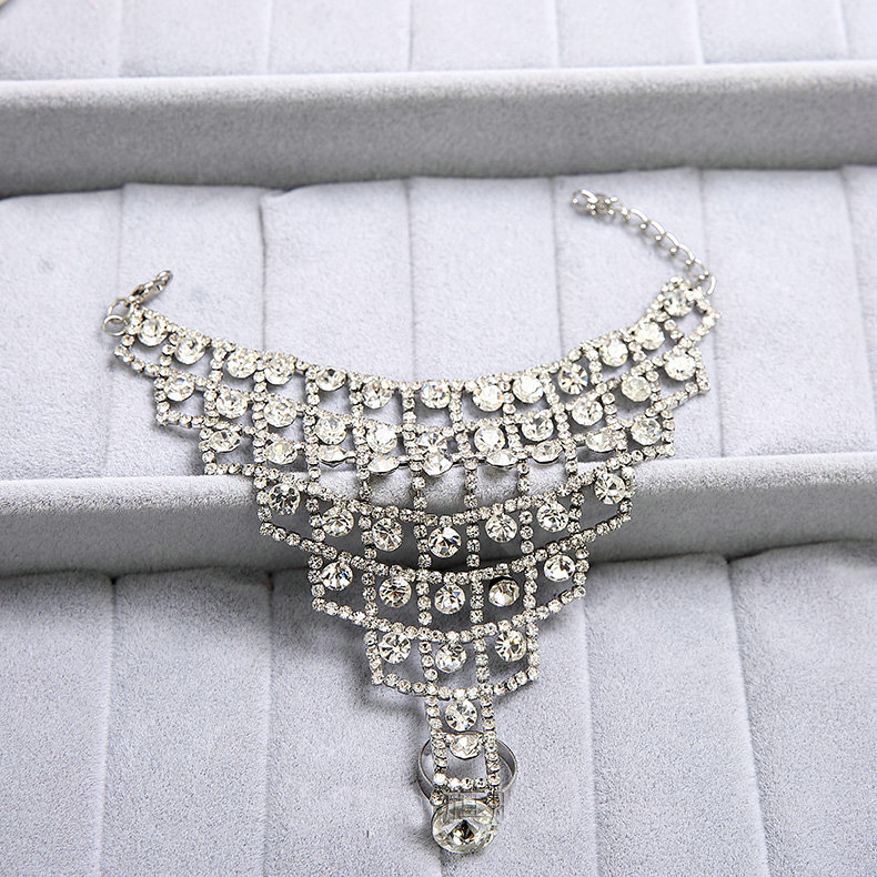 Gorgeous Hellow Rhinestone Bridal Wrap Bracelet Bride Wedding Party Crystal Bangle Chain Jewelry