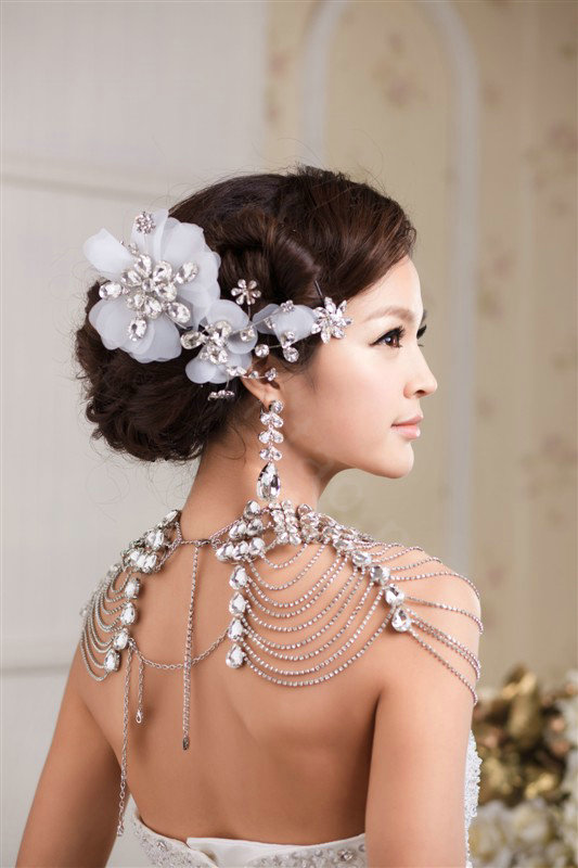 Gorgeous Queen Crystal Bridal Necklace Chain Rhinestone Shoulder Strap Bride Wedding Jewelry