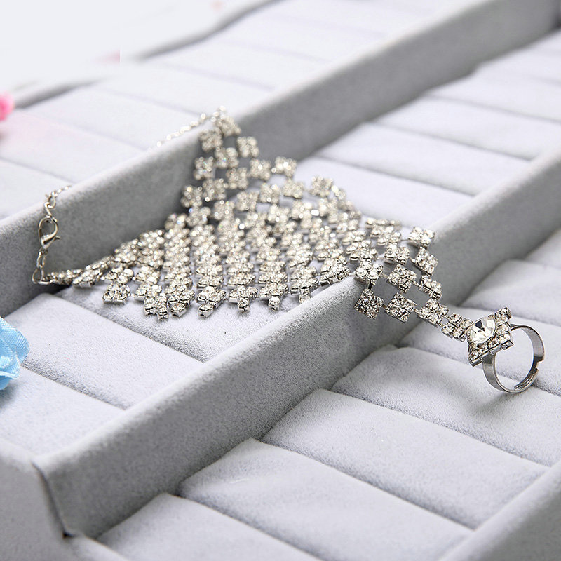 Gorgeous Squares Rhinestone Bridal Wrap Bracelet Bride Wedding Crystal Bangle Chain Jewelry