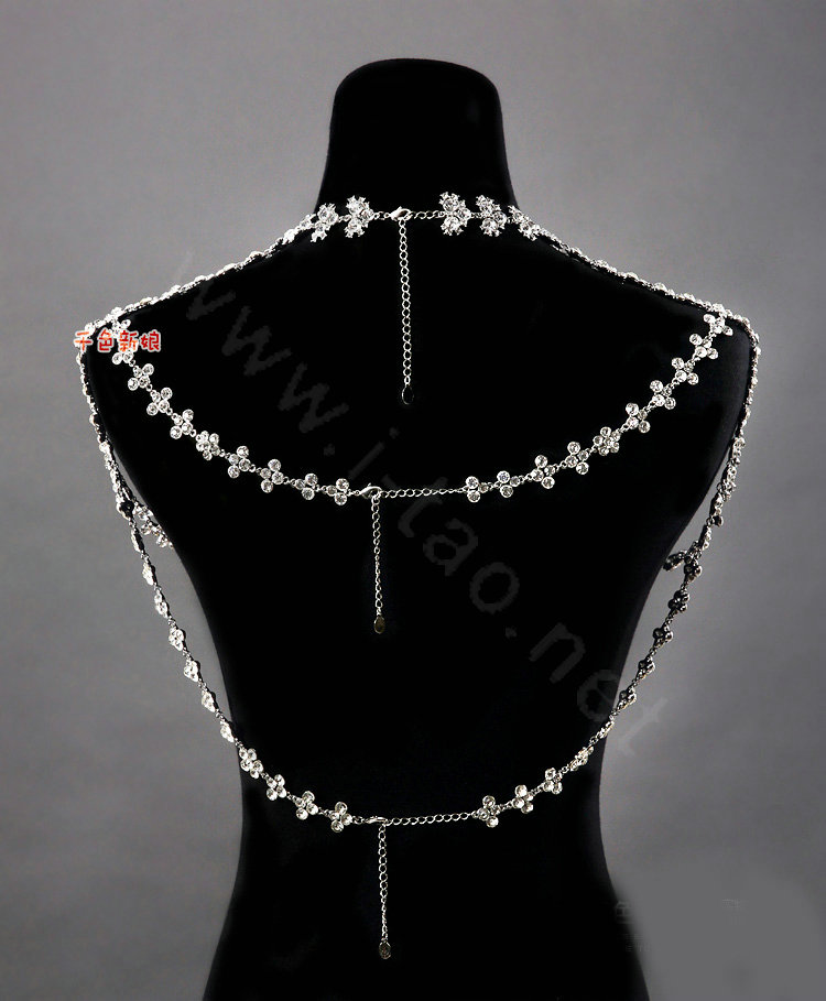 High Quality Fashion Crystal Bridal Necklace Rhinestone Large Shoulder Body Chain Wedding Jewelry