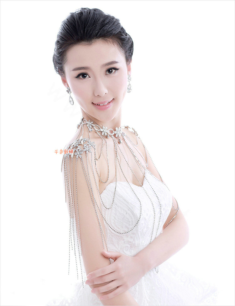 High Quality Sexy Crystal Bridal Necklace Rhinestone Long Tassel Shoulder Body Chain Wedding Jewelry