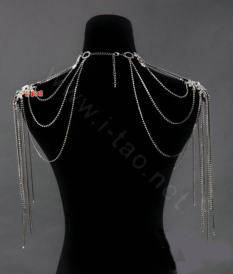 High Quality Sexy Crystal Bridal Necklace Rhinestone Long Tassel Shoulder Body Chain Wedding Jewelry