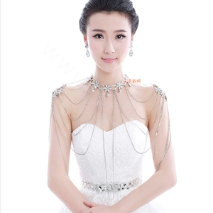 High Quality Sexy Crystal Bridal Necklace Rhinestone Long Tassel Shoulder Body Chain Wedding Jewelry