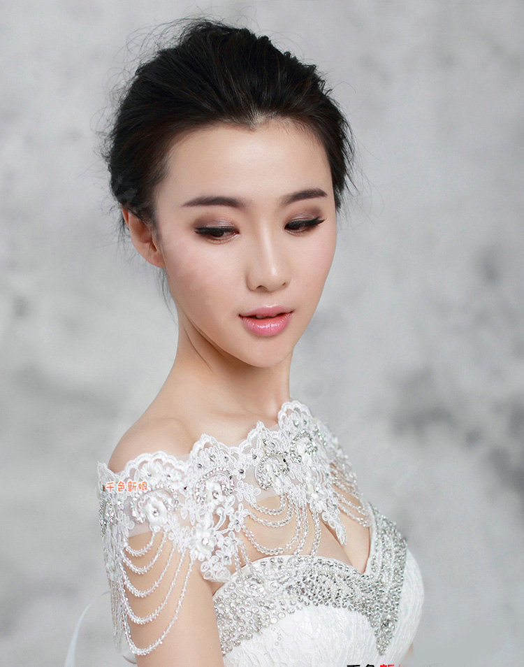 Hot sales Bride Wedding Lace Flower Crystal Shawl Rhinestone Bridal Princess Shoulder Chain Jewelry
