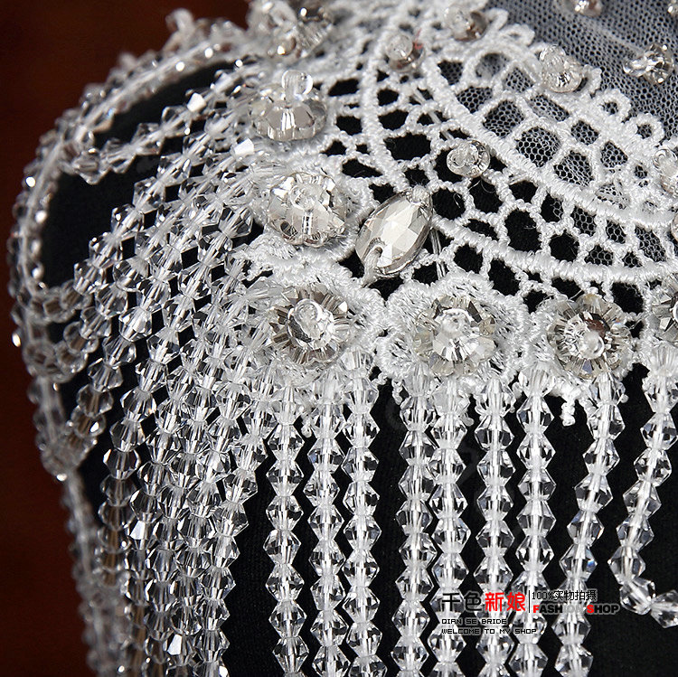 Luxious Bride Wedding Rhinestone Lace Flower Crystal Beads Tassel Shawl Bridal Shoulder Chain Jewelry