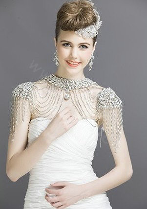 Luxious Vintage Crystal Bridal Necklace Chain Rhinestone Tassel Shoulder Strap Bride Wedding Accessories