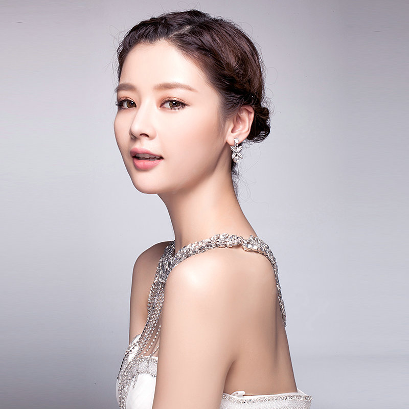Luxury Bride Wedding Crystal Long Tassel Rhinestone Bridal Shoulder Chain Necklace Jewelry