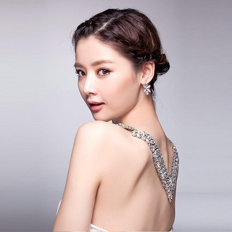 Luxury Bride Wedding Crystal Long Tassel Rhinestone Bridal Shoulder Chain Necklace Jewelry