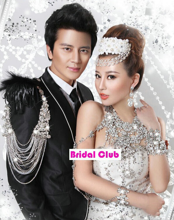 Luxury Queen Flower Crystal Bridal Necklace Rhinestone Shoulder Strap Body Chain Wedding Jewelry