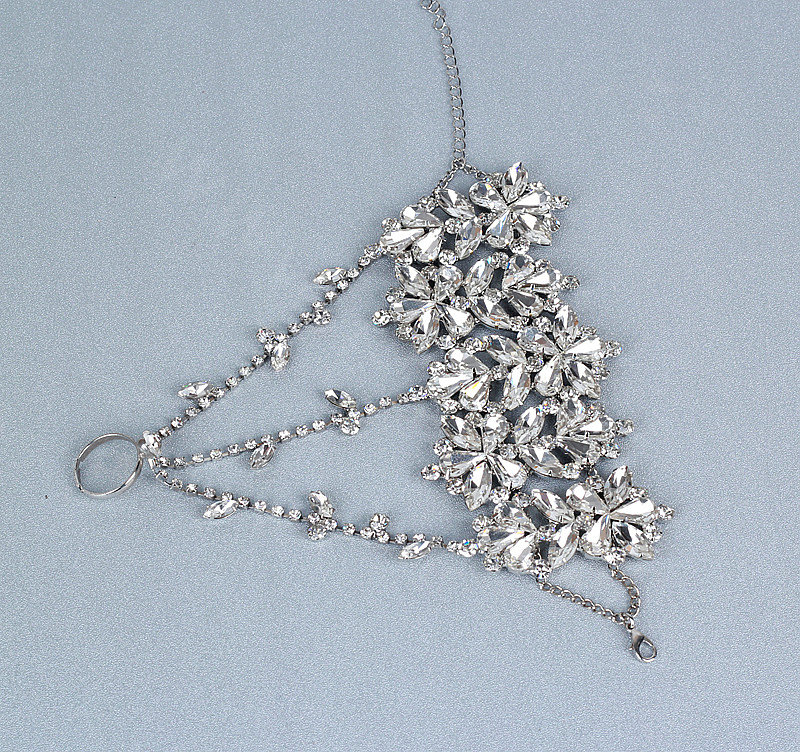 Luxury Rhinestone Flower Bridal Wrap Bracelet Wedding Stage Dress Crystal Bangle Chain Jewelry