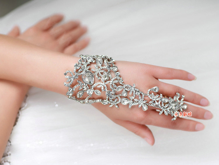 Luxury Rhinestone Flower Bridal Wrap Bracelets Wedding Jewellery Fashion Bling Marriage Accessories
