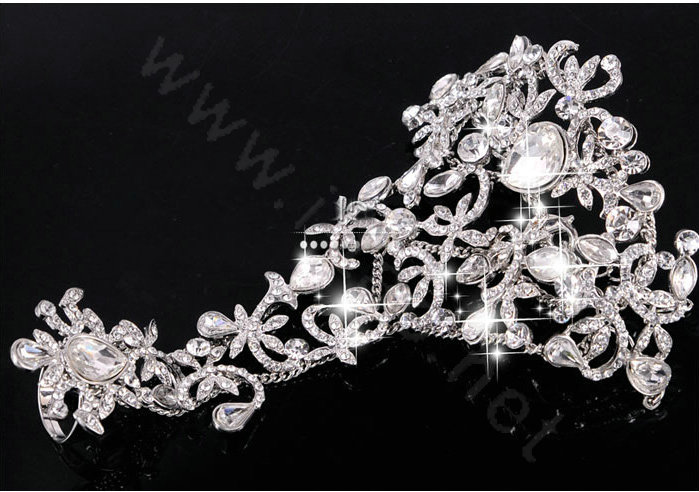 Luxury Rhinestone Flower Bridal Wrap Bracelets Wedding Jewellery Fashion Bling Marriage Accessories
